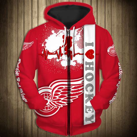 detroit red wings zip up hoodie